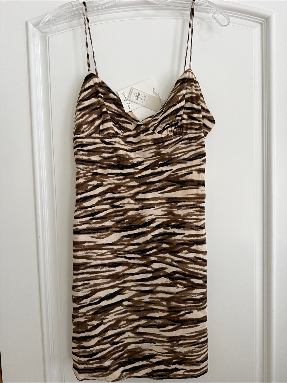 emory park Brown Tiger-Print Midi Slip Dress